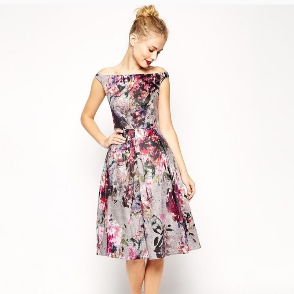 NWT ASOS Retro/Classic 1950s Style Graphic Floral Swing Dress